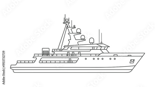 Luxury Yacht at Sea: An elegant and powerful luxury yacht, a symbol of opulence, sails across the boundless sea, embodying the essence of adventure and leisure.
