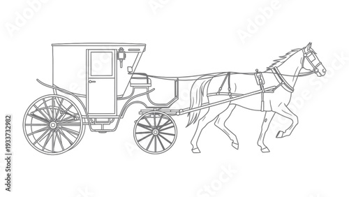 Vintage Carriage in Motion: A classic, horse-drawn carriage gracefully traverses a journey, showcasing intricate design and evoking a sense of history.