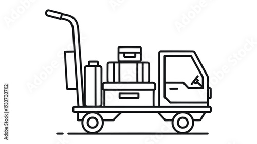 Moving Day: A sleek cargo vehicle, loaded with an assortment of packed boxes, suitcase, and parcels, conveys the essential elements of a move, ready for transport.