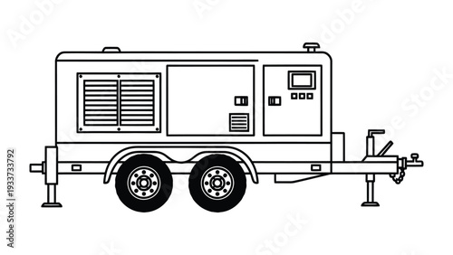 Industrial Powerhouse: A robust and utilitarian generator, mounted on a mobile trailer, symbolizing reliability and the provision of essential power.