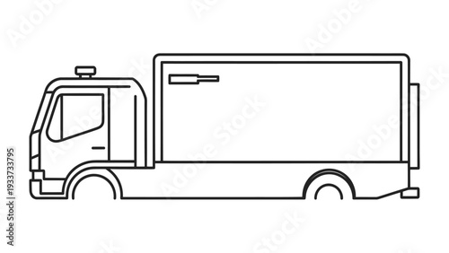 Delivery Truck Silhouette: A detailed outline of a delivery truck, designed with precision and showcasing its structural elements and functionality.