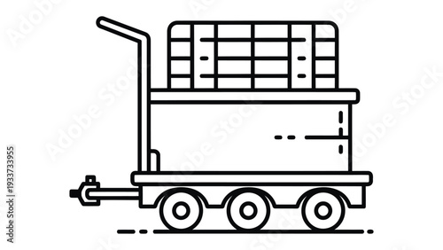 Dolly Cart: A detailed illustration captures an industrial dolly cart, the focus on its structured design that is ideal for moving goods.
