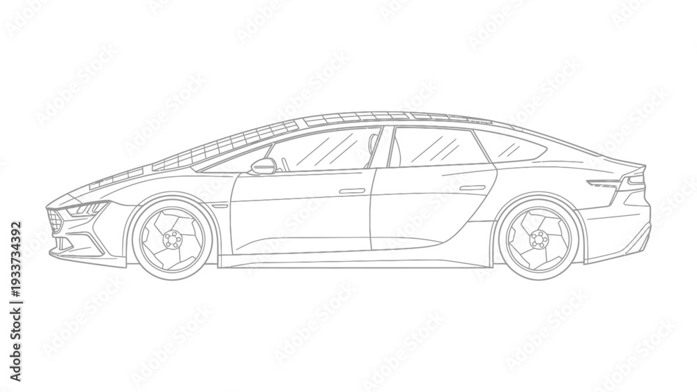 Fototapeta premium Sleek Automotive Innovation: A cutting-edge car design, embodies the future of transportation, showcasing modern aesthetics, clean lines, and a vision of sustainable mobility.