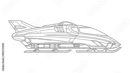 Futuristic Transportation Concept: A sleek, imaginative depiction of a futuristic mode of transport, rendered in precise lines, showcasing cutting-edge design and the promise of tomorrow's travel.