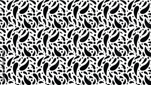 Bold black and white seamless abstract pattern with organic flowing shapes. Ideal for modern textile design, wallpapers, branding, and contemporary surface pattern projects.