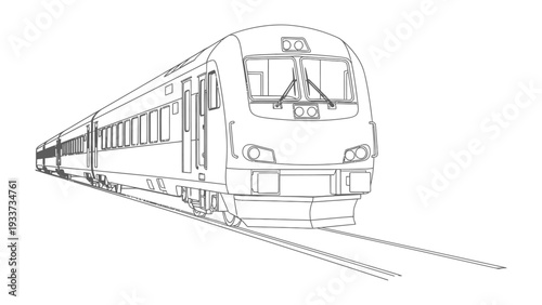 Speedy Commute: An elegantly sketched high-speed train races along the tracks, capturing the essence of modern transport and efficient travel. 