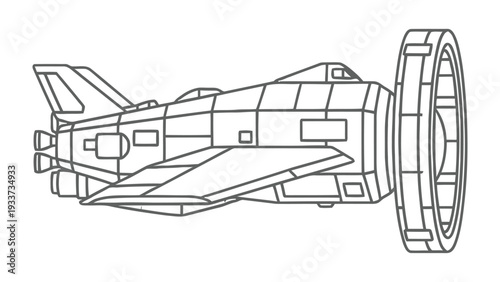 Futuristic Spacecraft Outline: A sleek, imaginative spacecraft design, ready to embark on interstellar journeys.