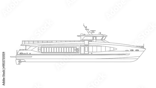 Streamlined Marine Vessel Illustration: Clean lines depict a modern, sleek watercraft designed for efficient transport across aquatic expanses.