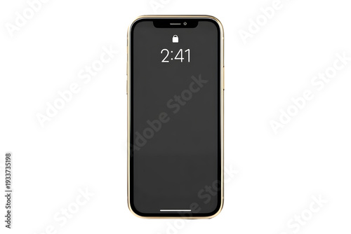 A gold iPhone with a lock screen showing the time 2:41