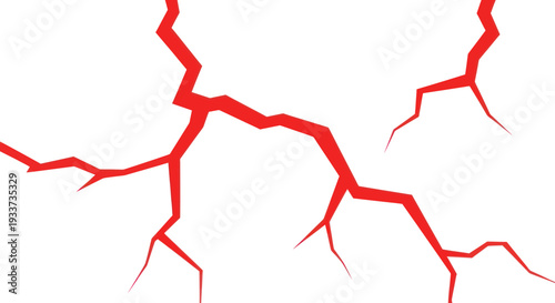 Abstract Red Crack Pattern on White Background