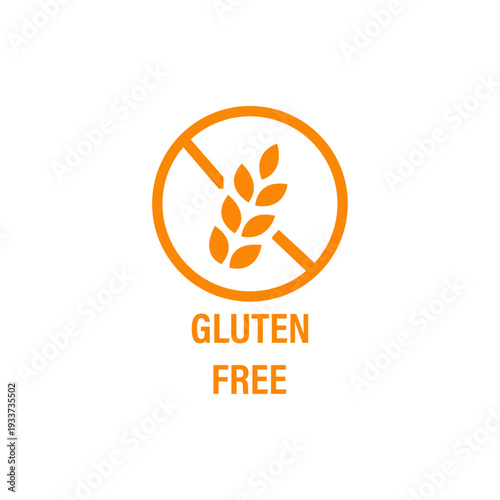 Gluten free symbol with wheat icon on white background