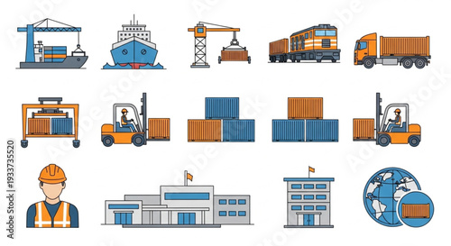 Logistics and Transportation Icons Set.