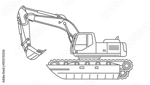Construction Site Maestro: The illustration portrays a construction excavator, ready to undertake the heavy tasks on the site