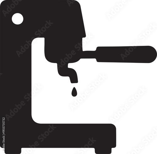 Espresso Coffee Machine Black Silhouette Icon with Dropping Liquid