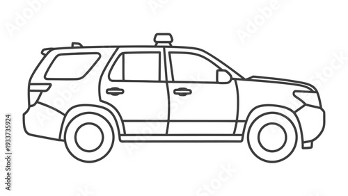 Patrol SUV Silhouette: A sleek, monochrome illustration of a patrol SUV, embodying the strength and reliability of law enforcement.