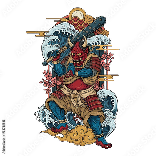 Samurai Warrior Traditional Japanese Tattoo.