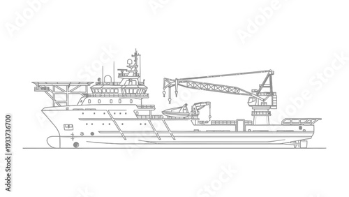 Ocean Vessel: A detailed illustration showcases a maritime vessel, highlighting its robust design and functionality for oceanic endeavors.