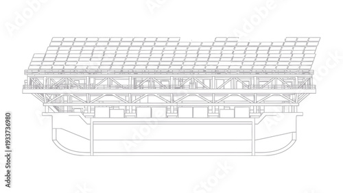 Naval Architecture: Meticulously detailed line art reveals the architectural intricacies of a ship, showcasing its structural framework and design elements. 