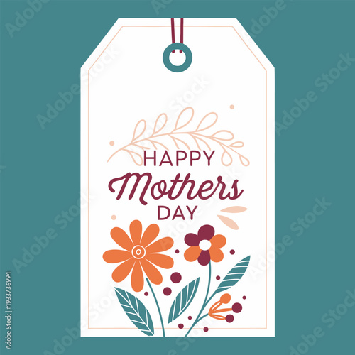 Printable Mother's Day Gift Tag Sheet with Flat Vector Floral Designs and Pastel Labels for Presents and Packaging