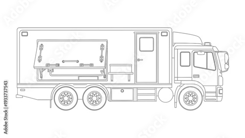 Mobile Service Truck Blueprint: A detailed blueprint of a specialized mobile service truck, designed for efficient on-site operations.