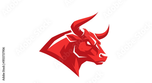 Aggressive Red Bull Head Logo - Fierce Animal Mascot