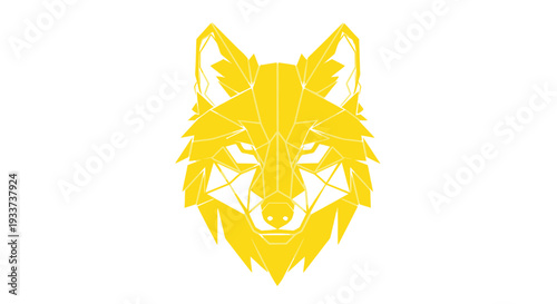Geometric Yellow Fox Head Logo Icon, Low Poly Design, Abstract Animal Art