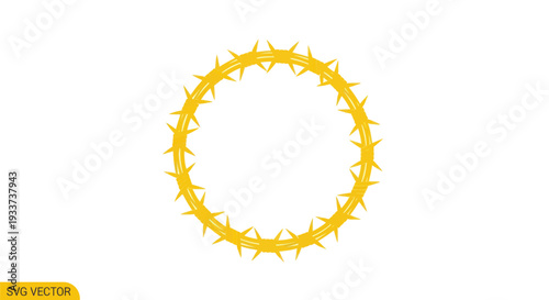 Golden Crown of Thorns Isolated on White Background