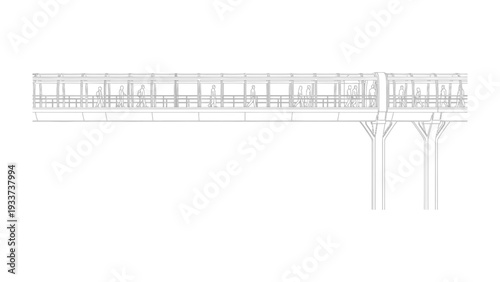 Architectural Harmony: A minimalist linear sketch showcases a beautifully designed modern bridge, highlighting the clean lines and symmetrical arrangement.