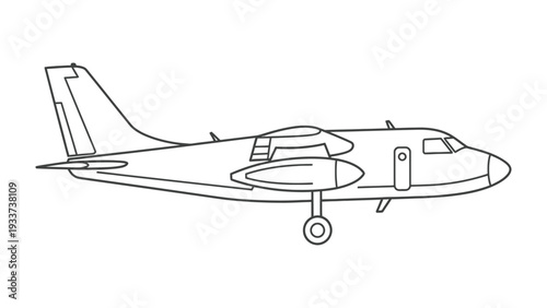 Streamlined Silhouette: A sleek airplane, poised for flight, its form captured in an elegant monochrome outline.