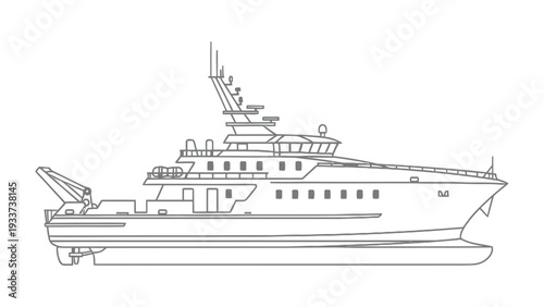 Naval Vessel Blueprint: A meticulously drawn blueprint showcases the sleek contours and intricate details of a maritime vessel, exuding precision and the spirit of maritime exploration.