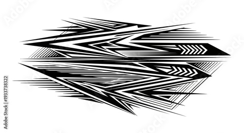 Abstract Geometric Tribal Tattoo Design, Black and White Vector Art