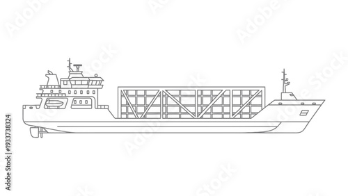 Maritime Transporter: An industrial illustration showcasing a sturdy maritime transport vessel, engineered for efficient cargo delivery.