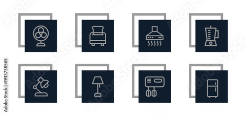 Router, wifi, telephone, landline, speaker, radio, freezer Icons Collection for Website, Application and UI UX