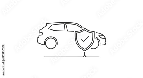 Car Insurance Shield Icon Vector Art