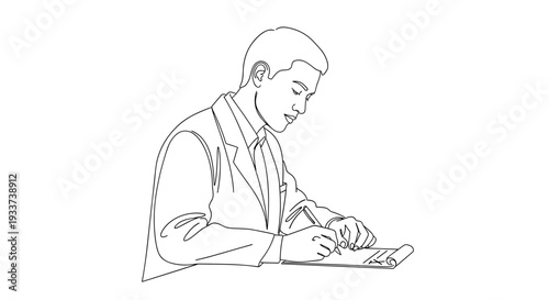 Man Working on Mobile Device.