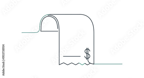 Cash Register Receipt with Dollar Sign Icon - Minimalist Business Concept