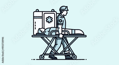 Medical Professional Transporting Patient on Stretcher.