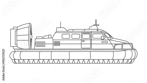 Foto Hovercraft illustration: A detailed illustration of a hovercraft, showcasing its design and mechanical components