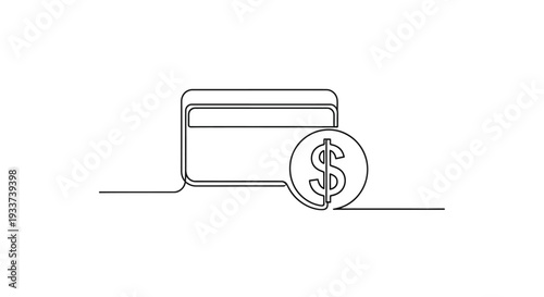 Credit Card and Dollar Coin Line Art Icon