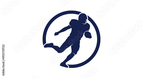 American Football Player Silhouette in Circle Icon