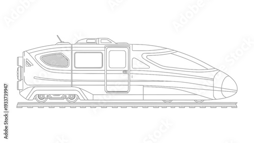 Streamlined Train on Tracks: A sleek and modern high-speed train, poised on the tracks, embodies speed, efficiency, and the future of transport. 