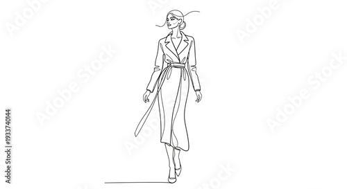 Fashion Sketch of Woman in Trench Coat