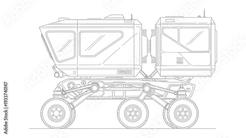 Lunar Rover: Futuristic design of a lunar rover, showcasing the advanced technology, essential for traversing the desolate lunar landscape and exploring the unknown.