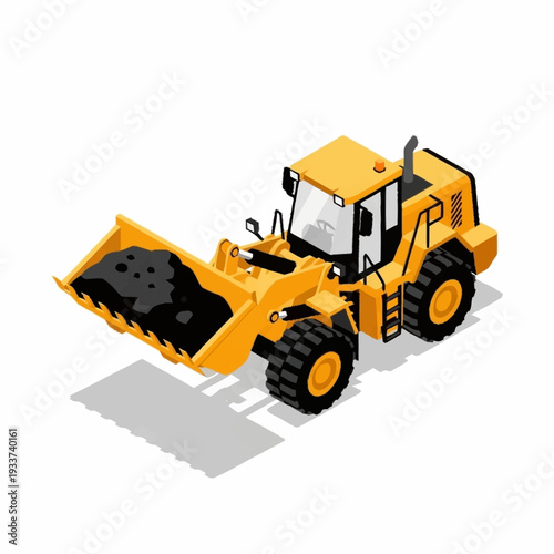 Yellow Front End Loader Heavy Machinery Construction Equipment.