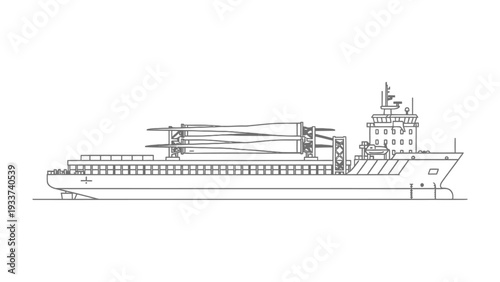 Cargo Vessel Transportation: A meticulously detailed illustration captures a cargo vessel transporting enormous components, a testament to the power of maritime industry and global trade. 