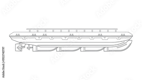 Floating Transport Vessel Silhouette: A sleek, modern silhouette of a transport vessel, expertly designed for efficient water travel.