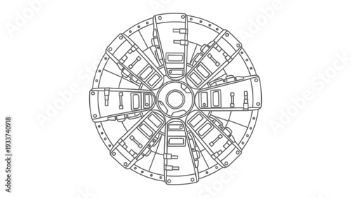 Intricate Machine Blueprint: A top-down view showcases the precision and complexity of the machine, a testament to its engineered design.