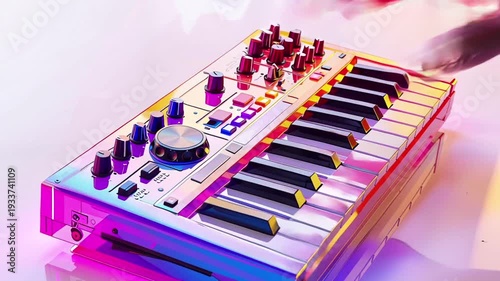 Electronic keyboard with colorful lights.