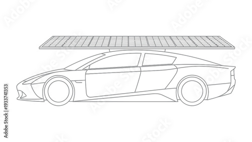 Solar Energy Car: A sleek car model showcases solar panel technology, representing sustainable transport and eco-friendly innovation.