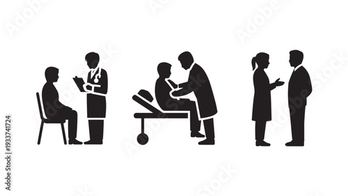 Vector Illustration Of Medical Professionals In Various Healthcare Settings For Medical Marketing And Healthcare Advertising
